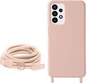 Cord Hoes Geschikt voor Samsung Galaxy A23 5G/M23 Semi-rigide Nekkoord 80cm licht roze