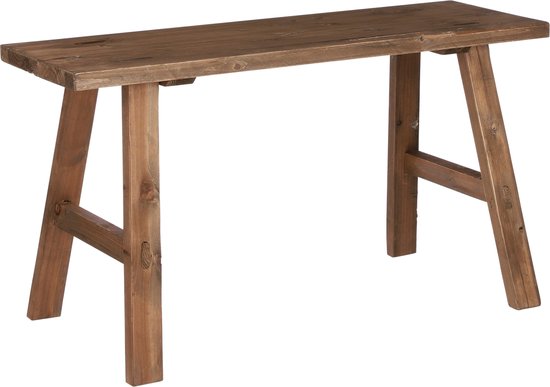 Houten bankje met A-poten, bruin.