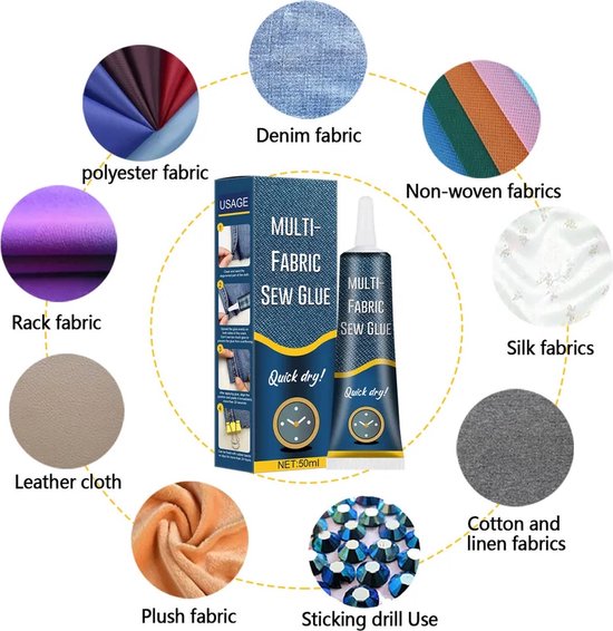 Textiellijm - 50ml - Watervast - Hobbylijm - Geschikt voor elke stof - Zoomband - Textiel lijm - LBB