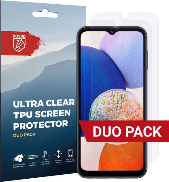 Rosso Screen Protector Ultra Clear Duo Pack Geschikt voor Samsung Galaxy A14 (4G/5G) | TPU Folie | Case Friendly | 2 Stuks