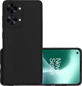Hoes Geschikt voor OnePlus Nord 2T Hoesje Cover Siliconen Back Case Hoes - Zwart