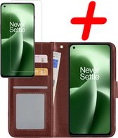 OnePlus Nord 2T Case Bookcase Cover Flip Case Book Cover avec protection d'écran - OnePlus Nord 2T Cover Book Case Cover - Marron