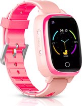 Smartwatch Pink Edition - 4G KidsWatch - Smartwatch Kinderen - GPS Tracker - Hartslag en Bloeddrukmeter- Videobellen - Camera - (Spat)Waterproof - Roze