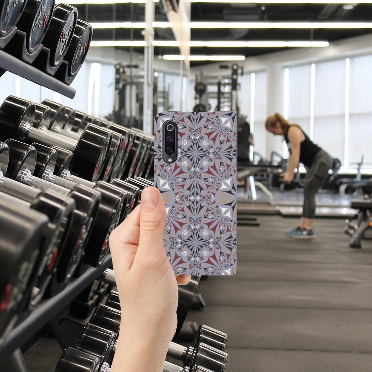 Xiaomi Mi 9 Standcase Flower Tiles
