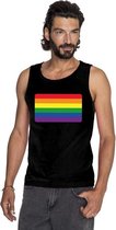 Gay pride singlet shirt/ tanktop met Regenboog vlag zwart heren M