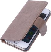 Bestcases Bruin Hout Apple iPhone 6 TV Stand Cover Book/Wallet Case