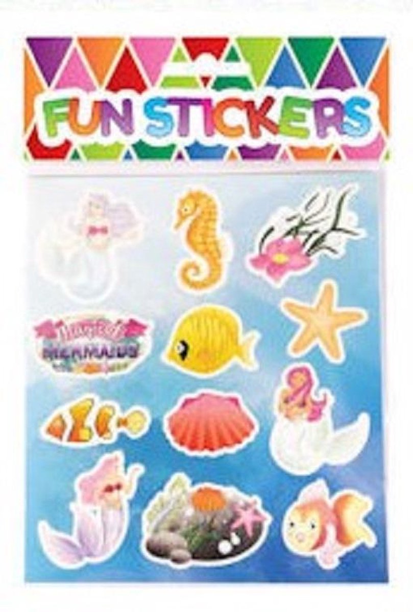 Stickervel met 12x zeemeermin meisjes stickers | per 12 velletjes