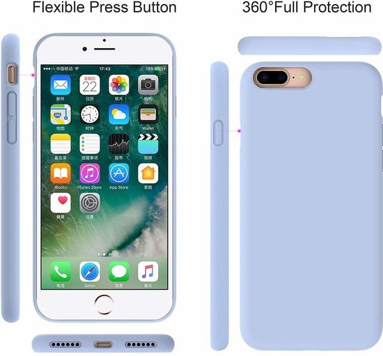 Silicone case geschikt voor Apple iPhone 8 Plus / 7 Plus licht blauw - Merkloos