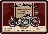 Harley Davidson Panhead 1949  Metalen Postcard 10 x 14 cm.