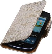 Mobieletelefoonhoesje.nl  - Samsung Galaxy S3 Mini Hoesje Bloem Bookstyle Wit