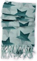 Sjaal fijne wol - groen met sterren 50x180cm