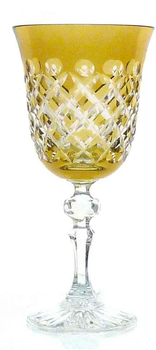 Kristallen wijnglazen - Goblet TAKKO - light olive - set van 2 - gekleurd kristal