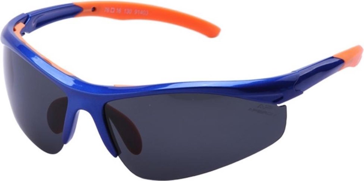 Apeirom Pavonis Sportbril - TR-90 Ultra Light Blauw Frame - TPE Oranje Extra Soft Neusvleugel en Pootjes - UV400 - TAC 1.1mm Smoke Anti Scratch Lens