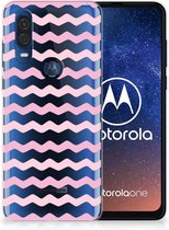 Motorola One Vision TPU bumper Waves Roze