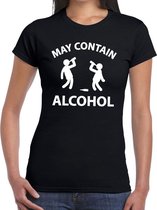 May contain alcohol drank fun t-shirt zwart voor dames - drank drink shirt kleding S