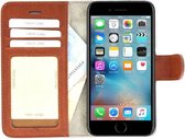Pearlycase® Echt Lederen Wallet Bookcase iPhone 6/6S - iPhone SE (2020) - iPhone 7/8 - met de handgemaakte Bruin Leren Telefoonhoesje