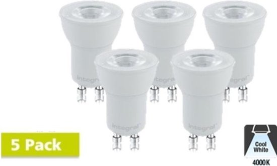 5 Pack Integral LED spot GU10 35mm 3,4 watt neutraal wit 4000K niet dimbaar  | bol.com