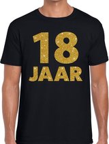 18 jaar gouden glitter tekst t-shirt zwart heren XL