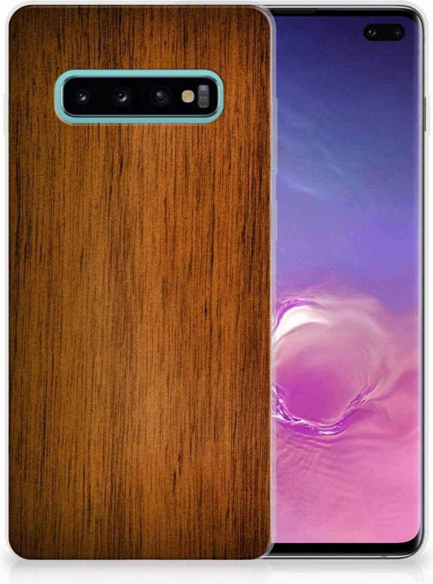 Samsung Galaxy S10 Plus Bumper Hoesje Donker Hout
