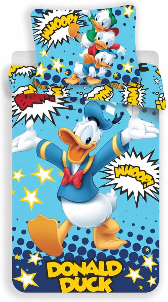 Disney Donald Duck Whoop - Dekbedovertrek - Eenpersoons - 140 x 200 cm - Blauw - Disney Donald Duck
