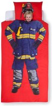 Day Dream Bob brandweer- dekbedovertrek - eenpersoons - 140 x 200 Rood