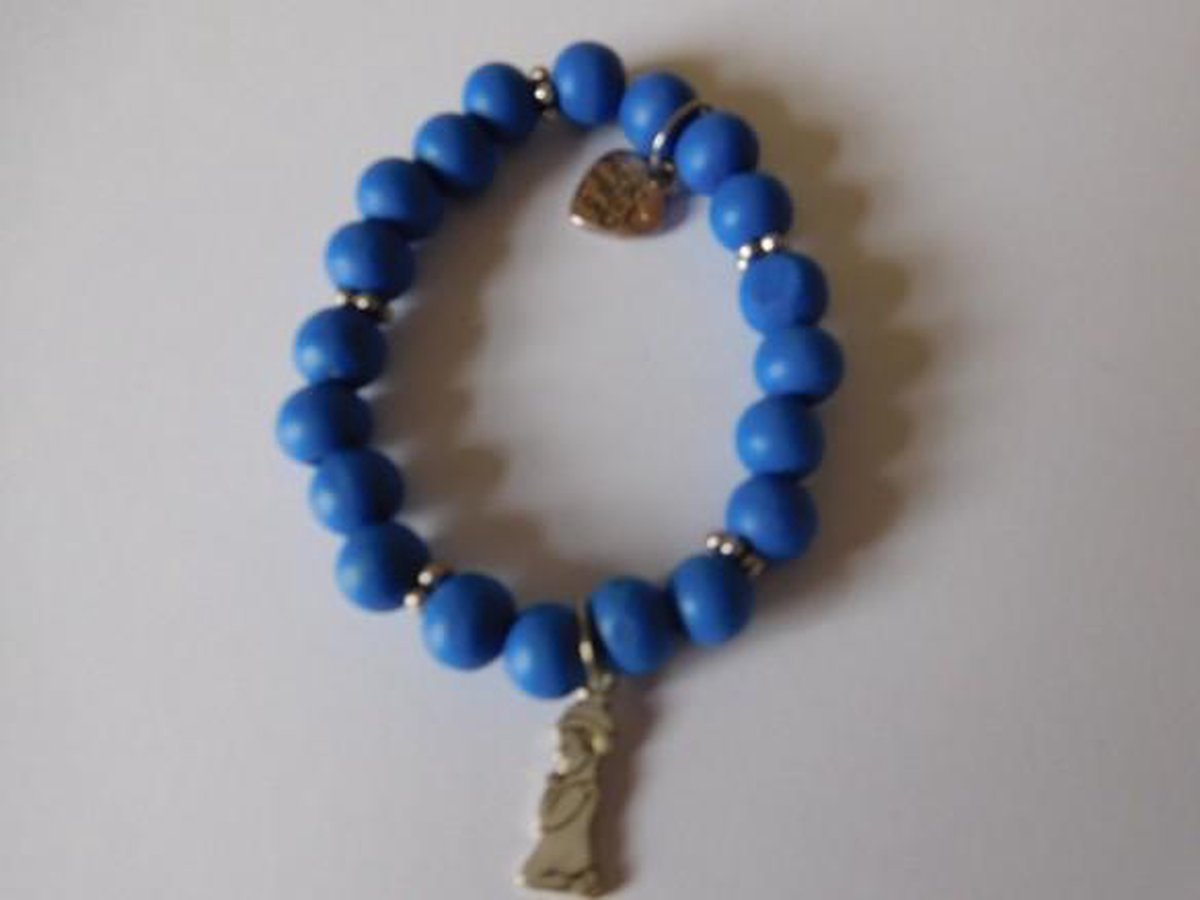Armband parels hout blauw kinderen