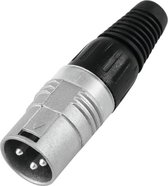 Hicon HI-X3CM XLR-connector Stekker, recht Aantal polen: 3 Zilver, Zwart 1 stuk(s)