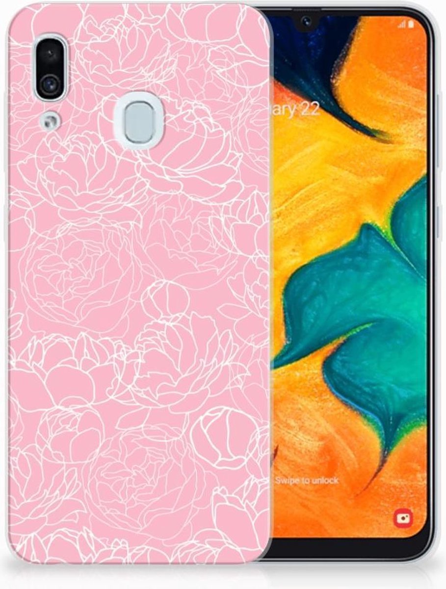 Samsung Galaxy A30 TPU Case White Flowers