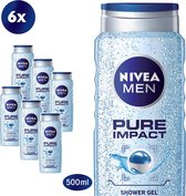 NIVEA MEN Pure Impact - 6 x 500 ml - Voordeelverpakking - Douchegel