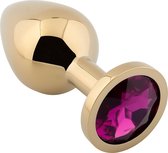 Banoch - Buttplug Aurora purple gold Large - gouden Metalen buttplug - Diamant steen - paars