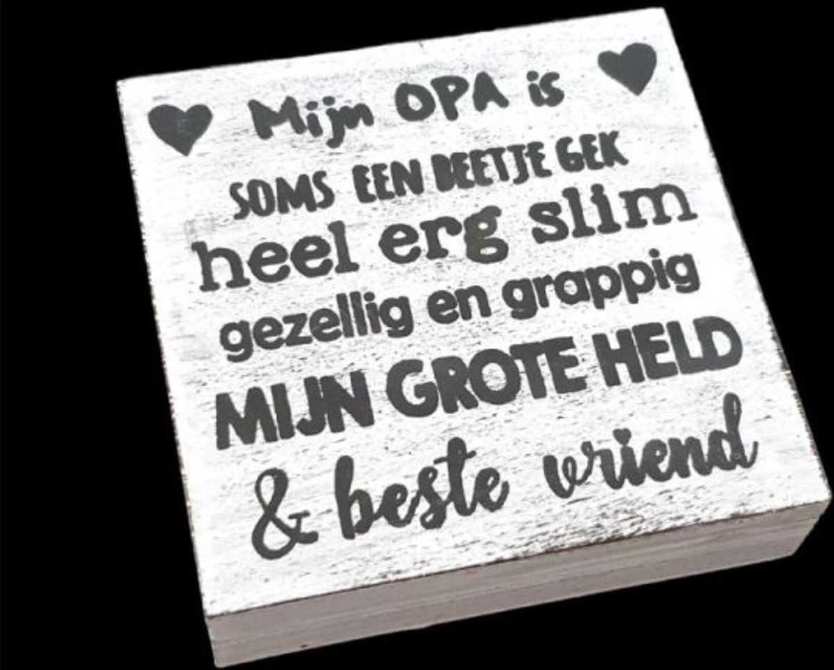 Tekstblok 15cm Mijn opa is - Antique White