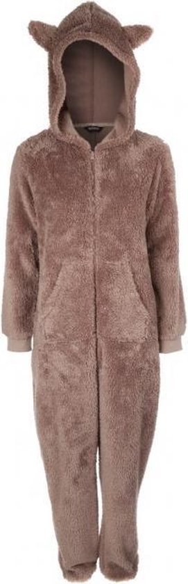 de sneeuw Onzuiver bros Onesie FLUFFY BRUIN met hood en oortjes | bol.com