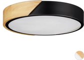 relaxdays LED plafonnière rond - plafondlamp hout metaal - 18 W LED plafond lamp 5 x 30 cm zwart