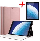 Hoes met Toetsenbord geschikt voor iPad Air 2019 10.5 inch - Hoes Book Case Cover Hoesje met Toetsenbord en Screenprotector Roségoud