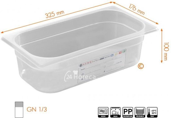 HENDI Storage container Gastronorm 1/3 - HACCP - Transparent - 5.7 L - 325x176x(H)150mm