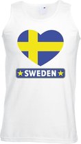 Zweden hart vlag singlet shirt/ tanktop wit heren 2XL