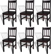 Eetkamerstoelen hout bruin 6 st (incl. vloerviltjes)