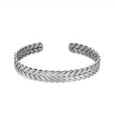 Twice As Nice Armband in edelstaal, open bangle, vlecht  6 cm