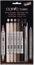 COPIC hobby marker ciao 5 + 1 set, warme grijstinten