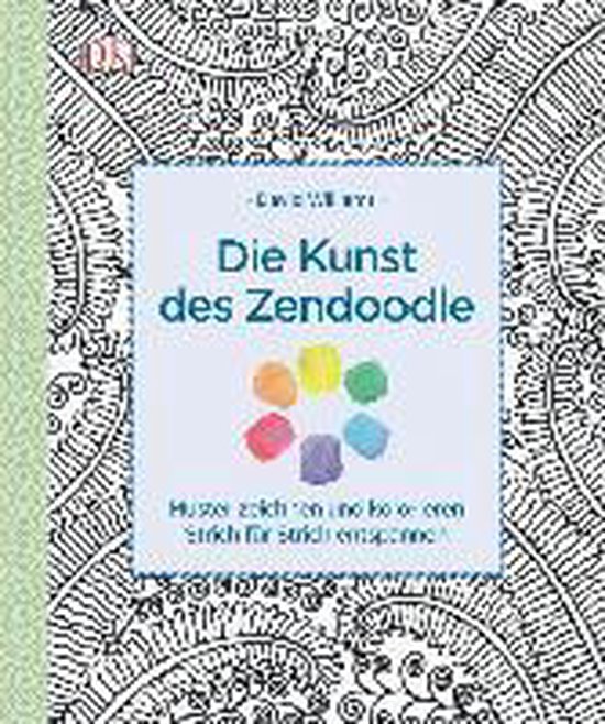 Boek 'Die Kunst des Zendoodle' met kleurrijke cirkel en ingewikkelde patronen.
