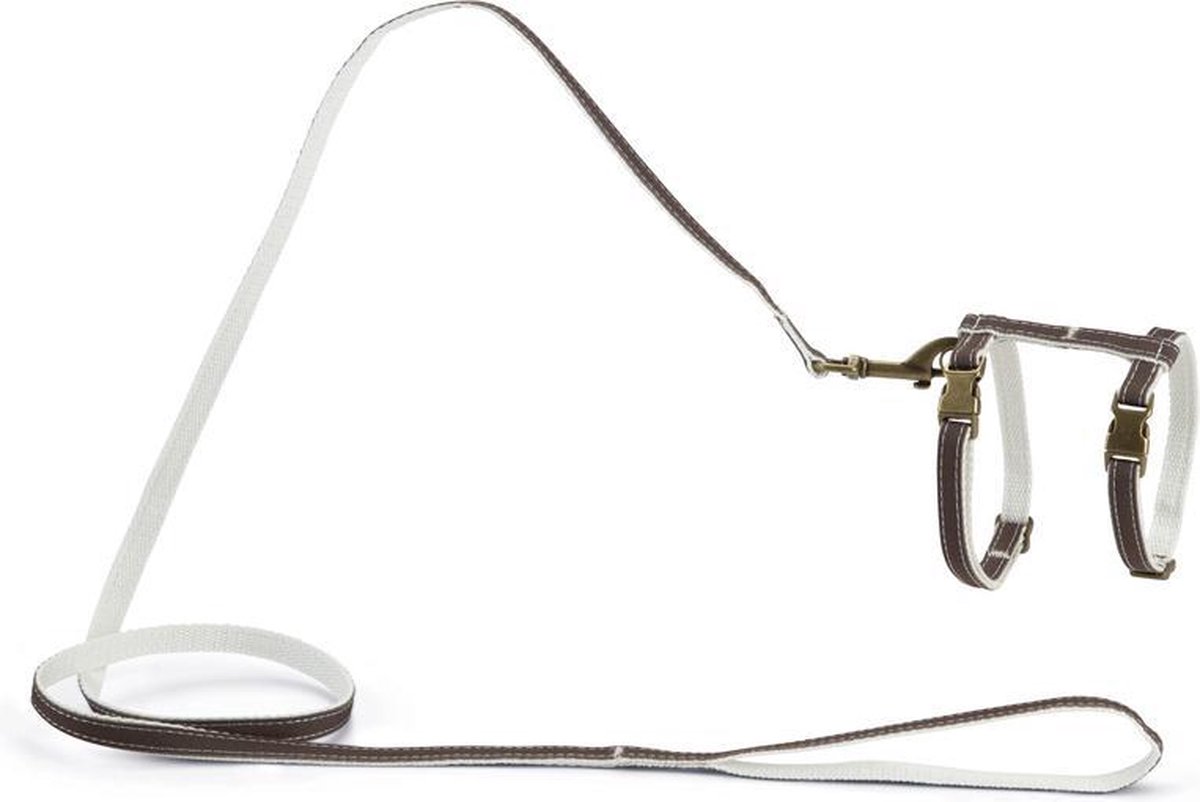 Designed by Lotte Virante Kattentuigje - Kattenharnas - Nylon - Bruin - 27-45 cm
