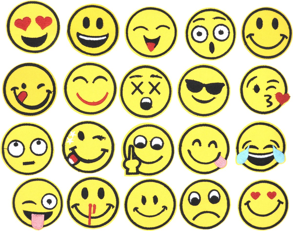 Strijk embleem 'Whatsapp smiley emoji patch set (20)' – stof & strijk  applicatie | bol.com