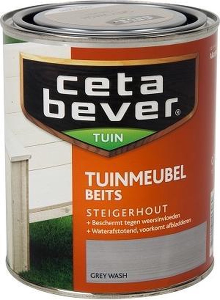 CetaBever Tuinmeubel Beits Steigerhout - Zijdeglans - Grey Wash - 750 ml |  bol.com