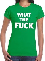 What the Fuck tekst t-shirt groen dames M
