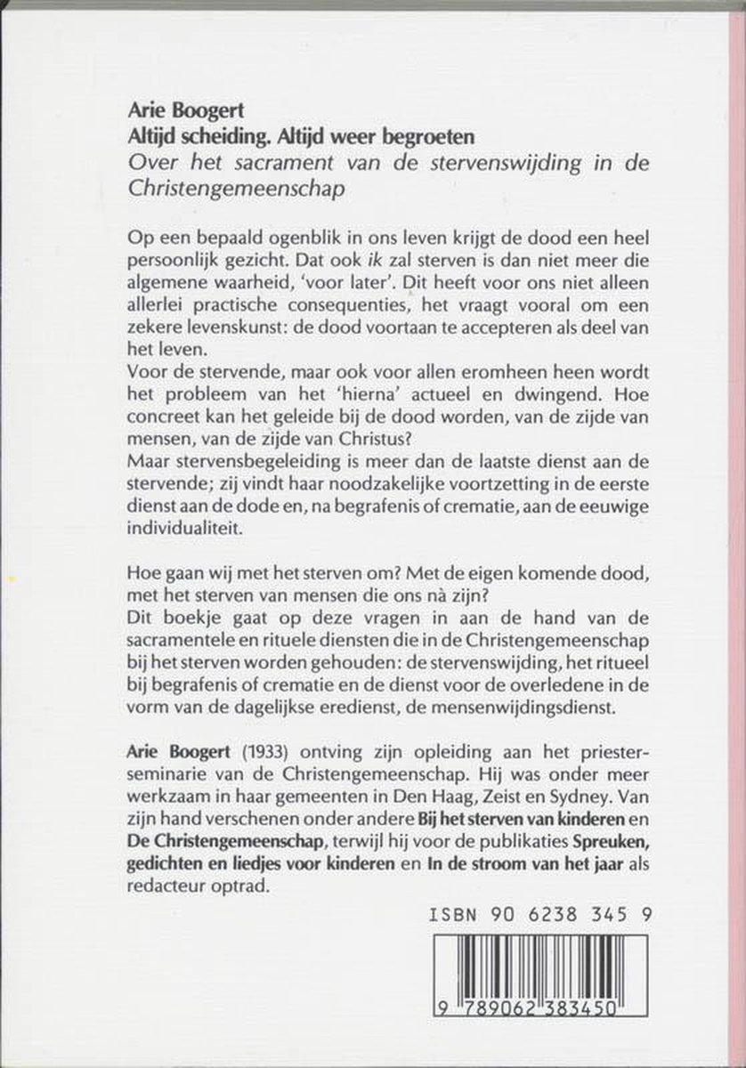 Altijd Scheiding, Altijd Weer Begroeten - back cover