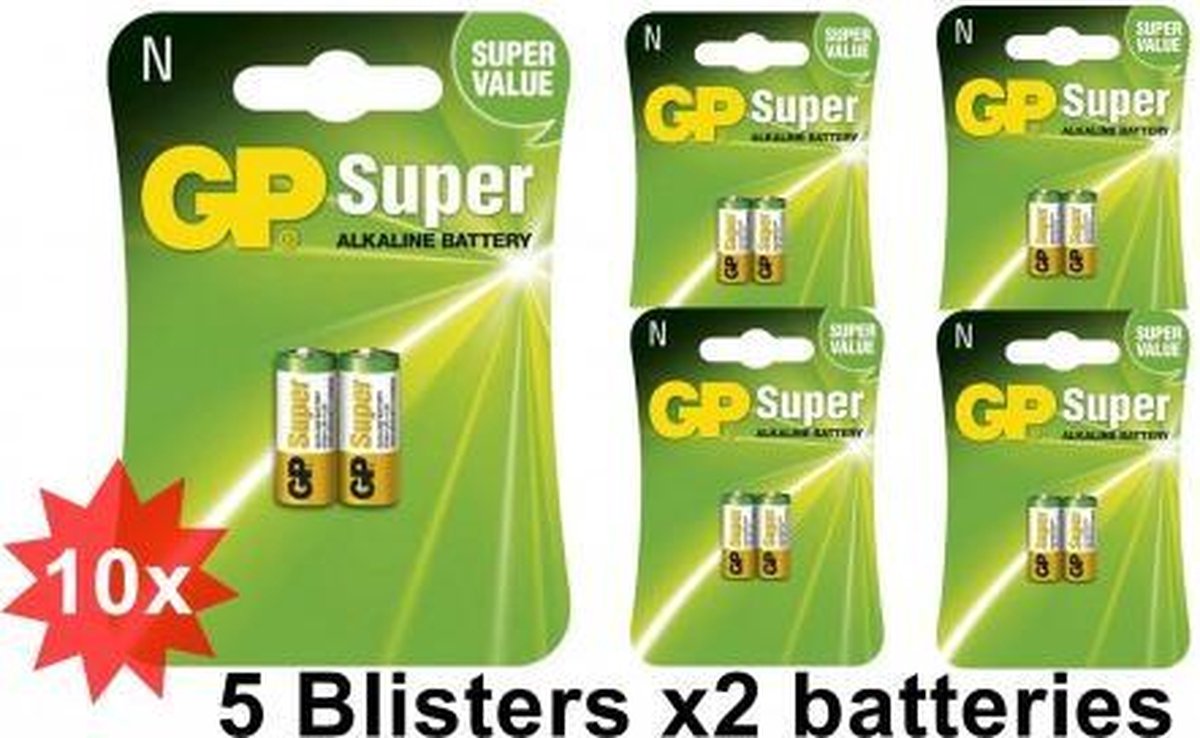 walvis Refrein snor GP Super LR1 / N / E90 / 910A 1,5 V Alkaline batterij (Duo Pack) - 10 Stuks  (5... | bol.com