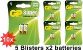 GP Super LR1 / N / E90 / 910A 1,5 V Alkaline batterij (Duo Pack) - 10 Stuks (5 Blisters a 2st)