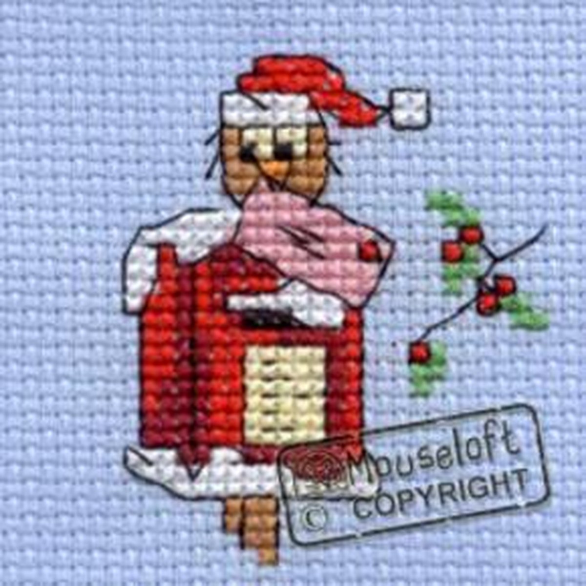 Mini Borduurpakketje Kerstpost - Uil - Mouseloft