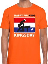 Happy fucking Kingsday t-shirt / shirt oranje heren - Koningsdag kleding S