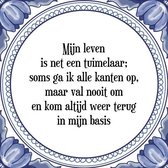 Tegeltje met Spreuk (Tegeltjeswijsheid): Mijn leven is net een tuimelaar; soms ga ik alle kanten op, maar val nooit om en kom altijd weer terug in mijn basis + Kado verpakking & Pl